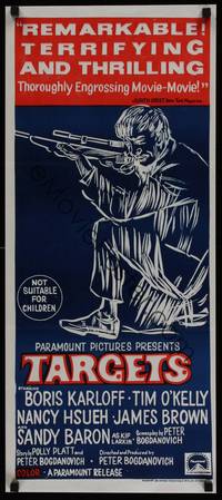 1s571 TARGETS Aust daybill '68 Boris Karloff, Tim O'Kelly, Peter Bogdanovich, art of sniper!