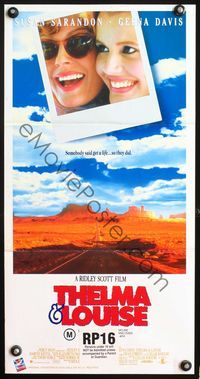 1s576 THELMA & LOUISE Aust daybill '91 Susan Sarandon, Geena Davis, Ridley Scott feminist classic!