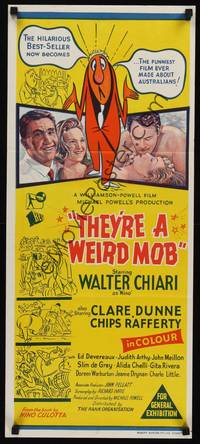 1s578 THEY'RE A WEIRD MOB Aust daybill '66 Powell & Pressburger directed immigrant comedy!