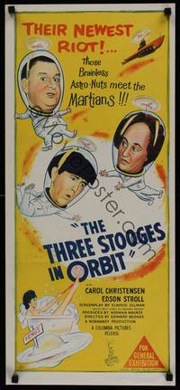 1s583 THREE STOOGES IN ORBIT Aust daybill '62 astro-nuts Moe, Larry & Curly-Joe meet the Martians!