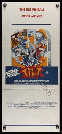 1s585 TILT Aust daybill '79 Brooke Shields, cool pinball machine artwork!