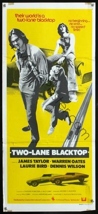 1s593 TWO-LANE BLACKTOP Aust daybill '71 James Taylor is the driver, Oates is GTO, Laurie Bird