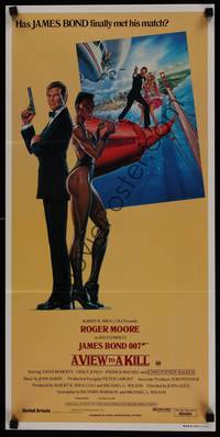 1s600 VIEW TO A KILL Aust daybill '85 art of Roger Moore as James Bond by Daniel Gouzee!