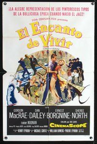 1s642 BEST THINGS IN LIFE ARE FREE Spanish/U.S. 1sh '56 Michael Curtiz, Gordon MacRae, gun & trumpet art!