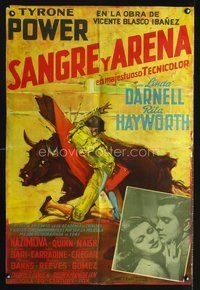 1s652 BLOOD & SAND Colombian poster 1942 Power, Hayworth, art of matador by Ruano-Llopis!