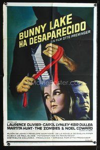 1s665 BUNNY LAKE IS MISSING Spanish/U.S. 1sh '65 Laurence Olivier, Carol Lynley, cool different artwork!
