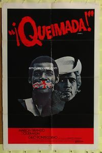 1s667 BURN Spanish/U.S. 1sh '70 Marlon Brando profiteers from war, directed by Gillo Pontecorvo!