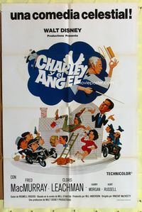 1s679 CHARLEY & THE ANGEL Spanish/U.S. 1sh '73 Disney, MacMurray, Cloris Leachman, supernatural comedy!