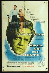 1s690 COUNT THREE & PRAY Spanish/U.S. 1sh '55 images of Van Helflin, who tops his performance in Shane!