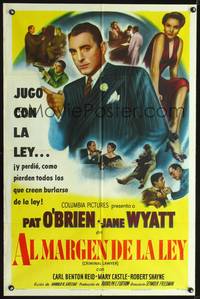 1s696 CRIMINAL LAWYER Spanish/U.S. 1sh '51 alcoholic Pat O'Brien, sexy full-length Jane Wyatt!