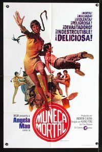 1s705 DEADLY CHINA DOLL Spanish/U.S. 1sh '73 artwork of sexy Angela Mao, violent & delicious!