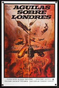 1s717 EAGLES OVER LONDON Spanish/U.S. 1sh '73 Van Johnson, really cool artwork of WWII aerial battle!