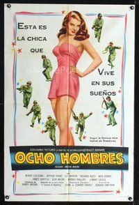 1s719 EIGHT IRON MEN Spanish/U.S. 1sh '52 Lee Marvin, huge artwork of sexy Mary Castle!