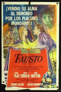1s723 FAUST & THE DEVIL Spanish/U.S. 1sh '50 La Leggenda di Faust, he sold his soul for a maiden!