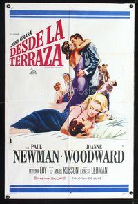1s740 FROM THE TERRACE Spanish/U.S. 1sh '60 artwork of Paul Newman & sexy half-dressed Joanne Woodward!