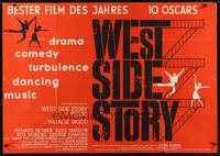 1s159 WEST SIDE STORY German 33x47 '62 Academy Award winning classic musical, art!