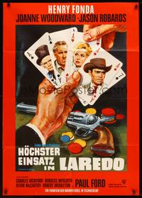 1s191 BIG HAND FOR THE LITTLE LADY German '66 Henry Fonda, cool art of stars in playing cards!