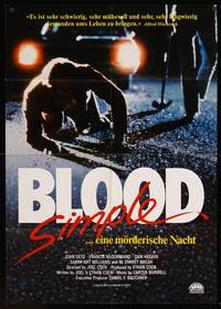 1s196 BLOOD SIMPLE German '85 Joel & Ethan Coen, creepy image of man laying in road!