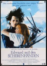 1s228 EDWARD SCISSORHANDS German '90 Tim Burton, best close up of Johnny Depp & Winona Ryder!