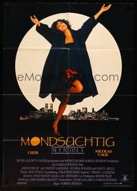 1s284 MOONSTRUCK German '88 huge image of Cher in front of NYC skyline!