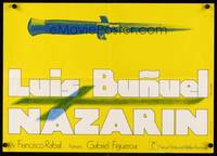 1s161 NAZARIN German 16x23 '65 Luis Bunuel, cool Hans Hillman artwork of knife!