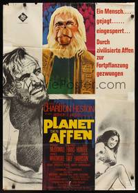 1s296 PLANET OF THE APES German '68 Charlton Heston, classic sci-fi, art of Dr. Zaius!