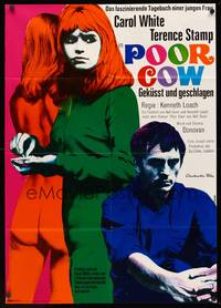 1s298 POOR COW German '68 1st Kenneth Loach, art of Terence Stamp & Carol White by Fischer!