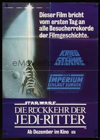 1s324 STAR WARS TRILOGY teaser German '83 George Lucas, Empire Strikes Back, Return of the Jedi!