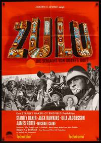 1s347 ZULU German '64 Stanley Baker & Michael Caine classic, cool Peltzer artwork!