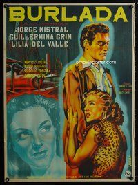 1s114 BURLADA Mexican poster '51 romantic artwork of top stars by Juan Antonio Vargas Ocampo!