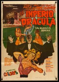 1s130 EL IMPERIO DE DRACULA Mexican poster '67 Lucha Villa, wild Ruiz horror artwork!