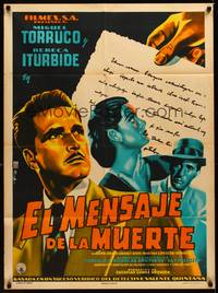 1s131 EL MENSAJE DE LA MUERTE Mexican poster '53 art of Miguel Torruco & Rebecca Iturbide by Francisco Diaz Moffitt!