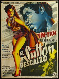 1s133 EL SULTAN DESCALZO Mexican poster '56 art of Tin-Tan & sexy Yolanda Varela!