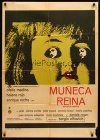 1s144 MUNECA REINA Mexican poster '71 Mexican horror, creepy image of doll!