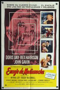 1s820 MIDNIGHT LACE Spanish/U.S. 1sh '60 Rex Harrison, John Gavin, fear possessed Doris Day!