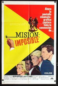 1s822 MISSION IMPOSSIBLE Spanish/U.S. 1sh '67 Peter Graves, Martin Landau, sexy Barbara Bain!