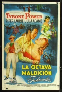 1s823 MISSISSIPPI GAMBLER Spanish/U.S. 1sh '53 Tyrone Power's game is fancy women like Piper Laurie!
