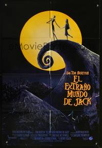 1s833 NIGHTMARE BEFORE CHRISTMAS Spanish/U.S. 1sh '93 Tim Burton, Disney, image of Jack & Sally!