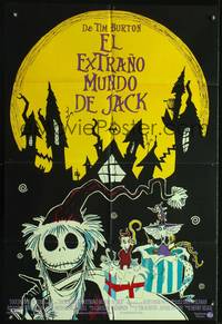 1s832 NIGHTMARE BEFORE CHRISTMAS Spanish/U.S. 1sh '93 Tim Burton, Disney, great artwork of Jack as Santa!