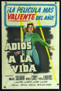 1s836 NO SAD SONGS FOR ME Spanish/U.S. 1sh '50 Margaret Sullavan only has ten months to live!