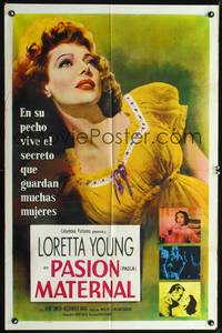 1s850 PAULA Spanish/U.S. 1sh '52 really pretty Loretta Young had only gone half-way to love before!