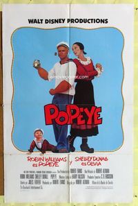 1s859 POPEYE Spanish/U.S. 1sh '80 Robert Altman, Robin Williams & Shelley Duvall as Segar's characters!