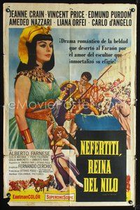 1s867 QUEEN OF THE NILE Spanish/U.S. 1sh '62 sexy Jeanne Crain in the title role, action art!