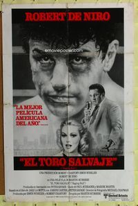1s870 RAGING BULL Spanish/U.S. style B 1sh '80 classic close up boxing image of Robert De Niro, Scorsese