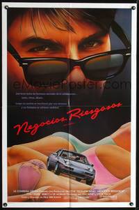 1s879 RISKY BUSINESS Spanish/U.S. 1sh '83 great different art of Tom Cruise, car driving on sexy girls!