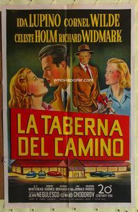 1s880 ROAD HOUSE Spanish/U.S. 1sh '48 close up Ida Lupino & Cornel Wilde, film noir, cool art!
