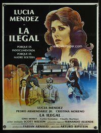1s042 LA ILEGAL South American '79 Lucia Mendez, art of woman trying to cross the border with baby