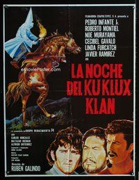 1s043 LA NOCHE DEL KU KLUX KLAN South American '80 Pedro Infante Jr., art of Klansman on horse!