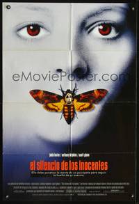 1s903 SILENCE OF THE LAMBS Spanish/U.S. 1sh '90 great image of Jodie Foster with moth over mouth!