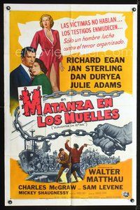 1s908 SLAUGHTER ON 10th AVE Spanish/U.S. 1sh '57 Richard Egan, Jan Sterling, crime on NYC's waterfront!